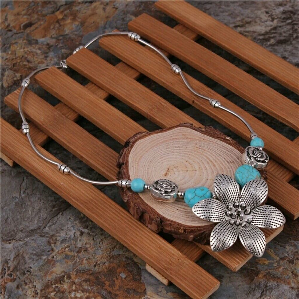 New Fashion Bohemian Tibetan Silver Chain Necklace